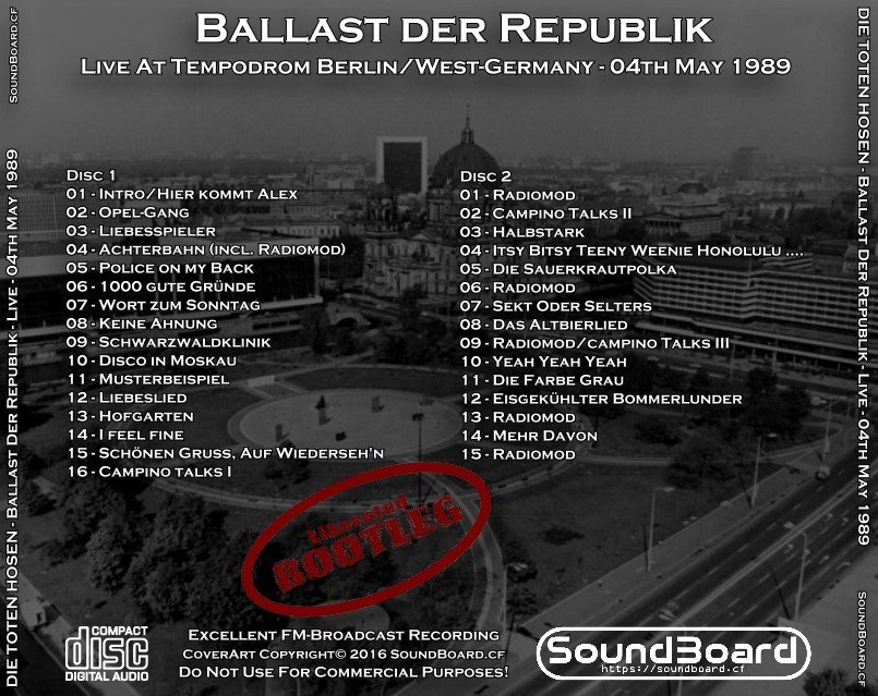 T.U.B.E. Die Toten Hosen 19890504 Berlin, DE (FM/FLAC)