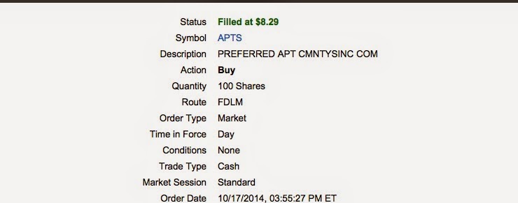 Stocks, Bonds & Politics: Added 50 BWG at $17.01/Added 100 APTS at $8.