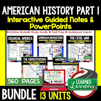 American History Guided Notes, American History Interactive Notebook, Google and Print, American History Note Taking, American History PowerPoints, American History Anticipatory Guides