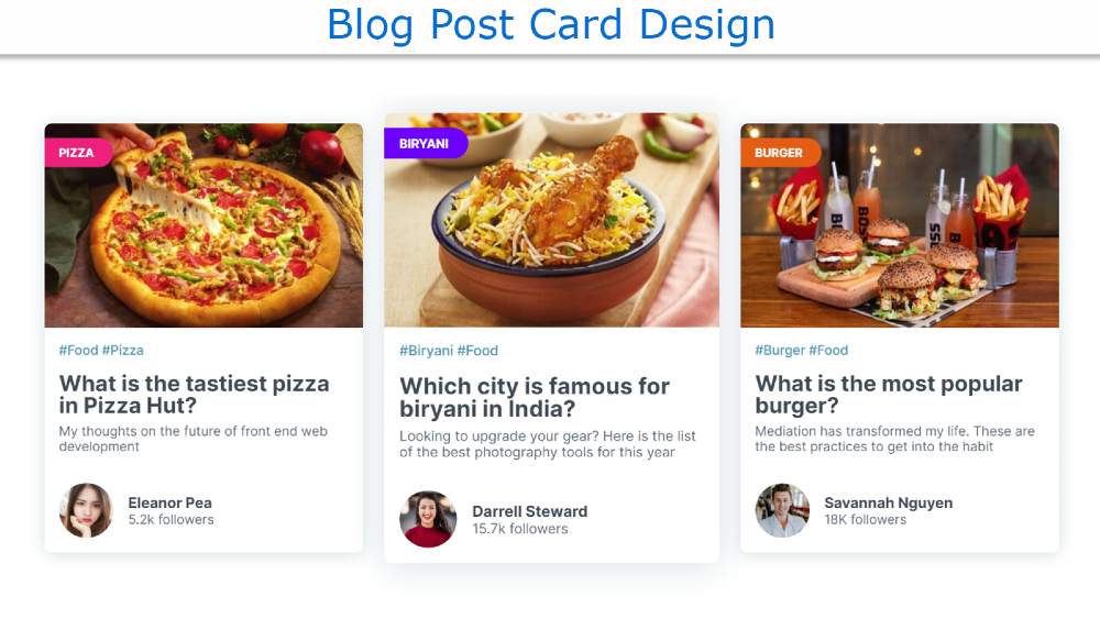 Blog Post Card Design using HTML & CSS