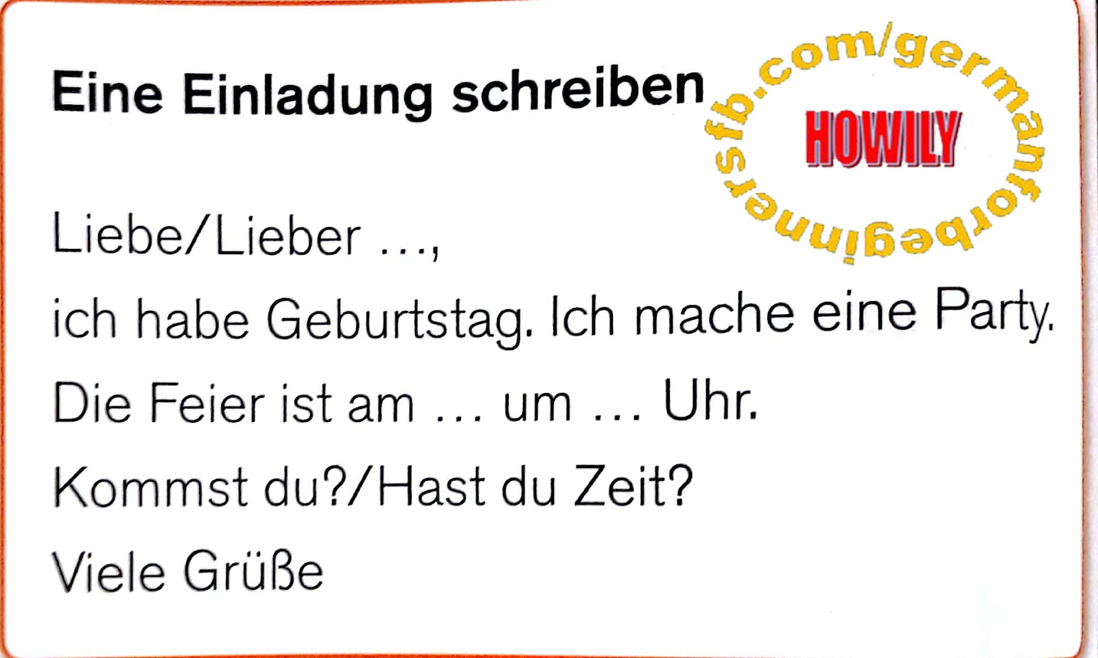 Einladung schreiben.