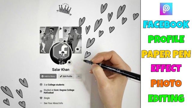 Picsart - Facebook Profile Paper Pen Effect Photo Editing | Facebook Instagram Profile Photo Editing