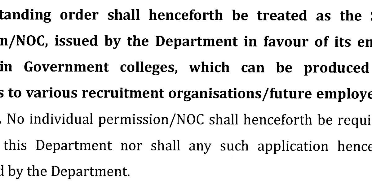 OSS TODAYS Standing Permission / NOC for Employees in Govt. Colleges
