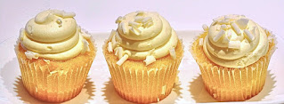 row of vanilla cupcakes