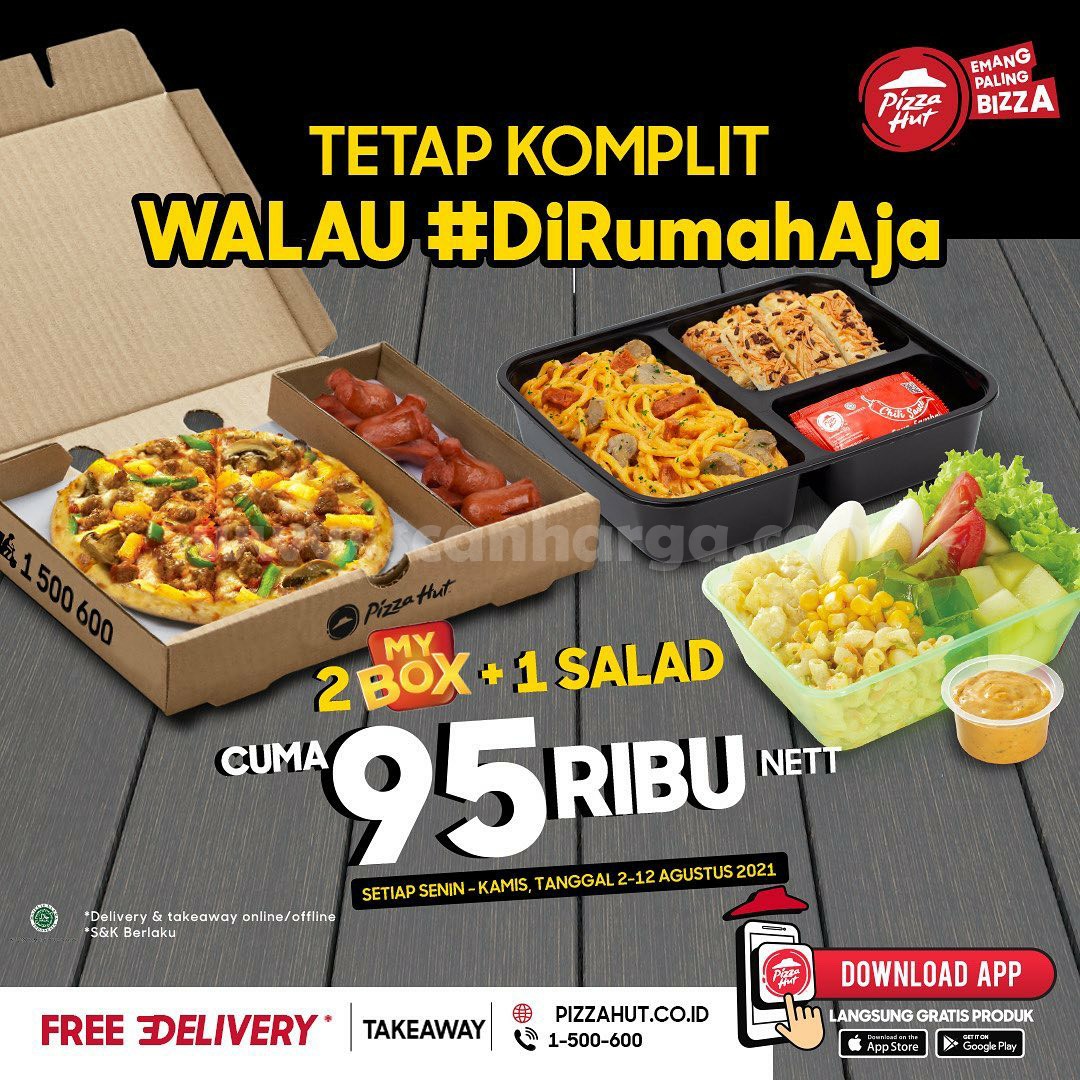 Promo PIZZA HUT Paket 2 MyBox + 1 Salad harga hanya Rp. 95.000