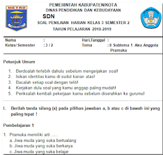 Soal PH / UH Kelas 3 Tema 8 Subtema 1 K13 Revisi 2018 Soal PH / UH Kelas 3 Tema 8 Subtema 1 K13 Revisi 2018