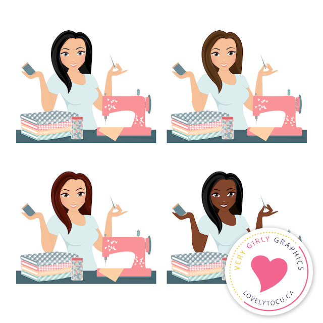 Free sewing woman character clipart from Lovelytocu