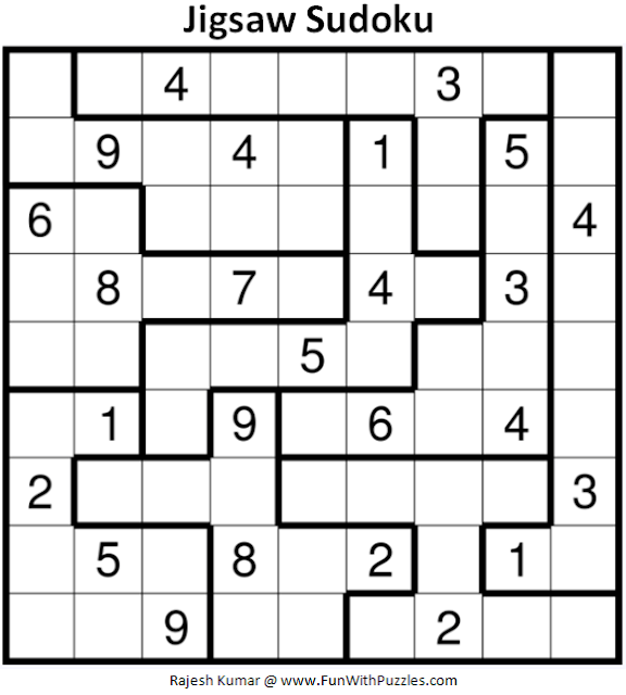 Jigsaw Sudoku Puzzle (Fun With Sudoku #363)