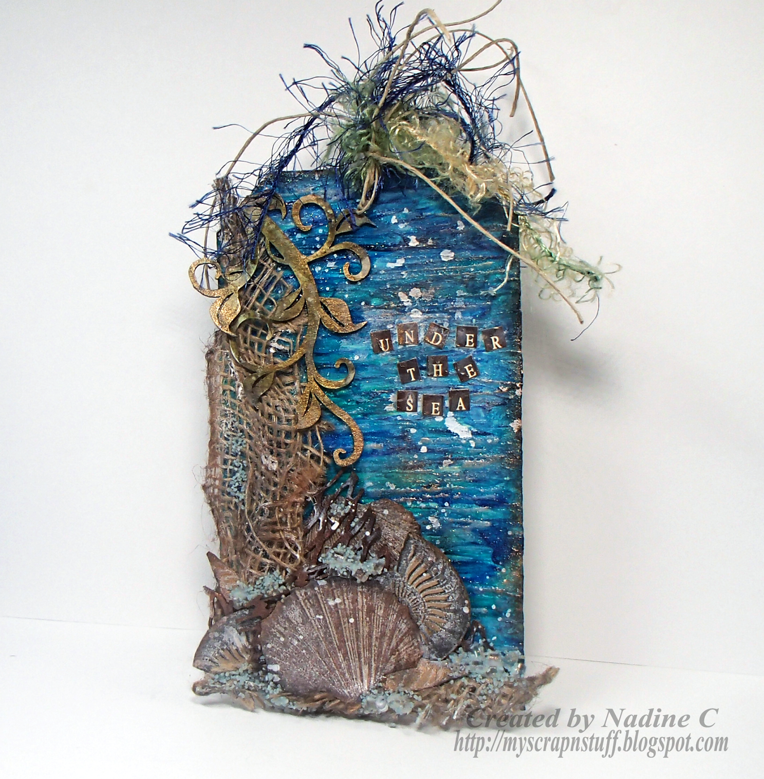 Mixed Media Under the Sea Tag with Video Nadine Carlier