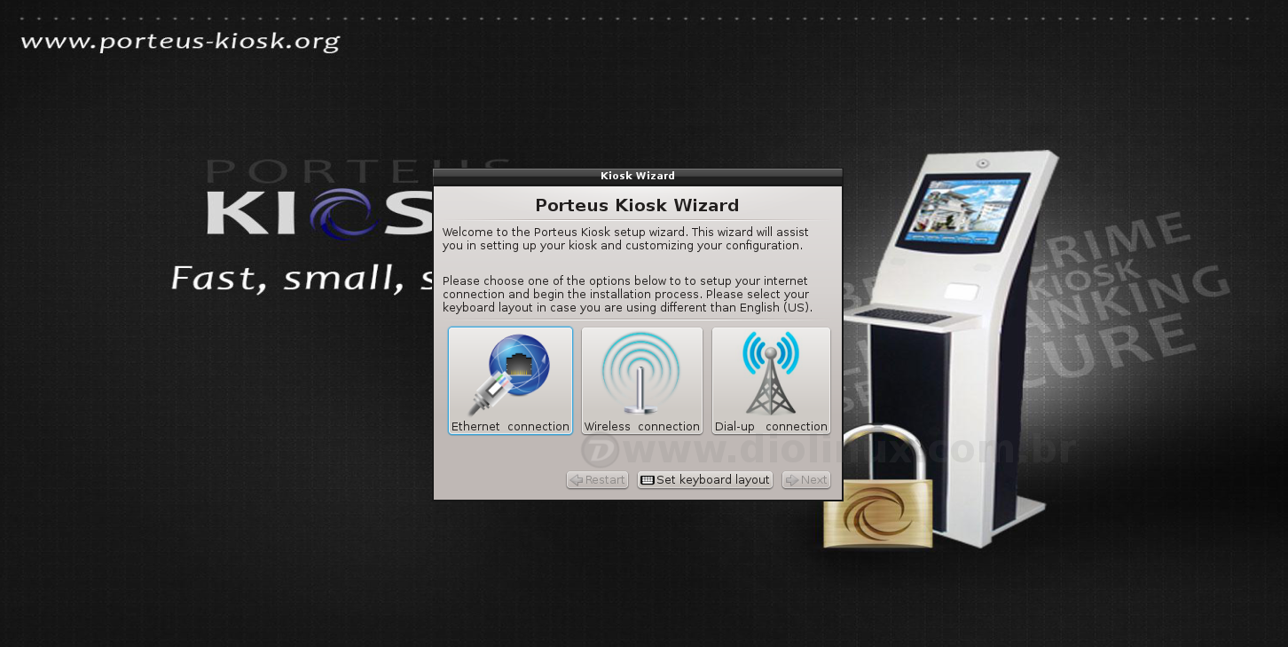 Porteus Kiosk Uma distribuição para ser usada em modo Quiosque de 40 MB Diolinux O modo