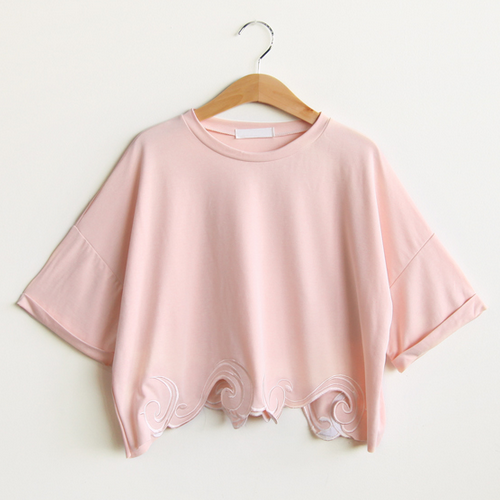 [Yubsshop] Crop Top with Swirl Embroidered Hemline | KSTYLICK - Latest ...