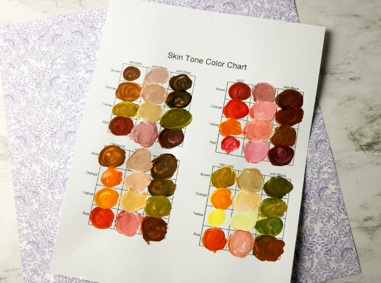 How to Make Skin Color Paint + Printable Skin Color Mixing Chart ...