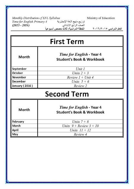 Time For English: توزيع مناهج 2016 لكل الصفوف الابتدائية 12015082_925077607563571_5922223081916851488_o