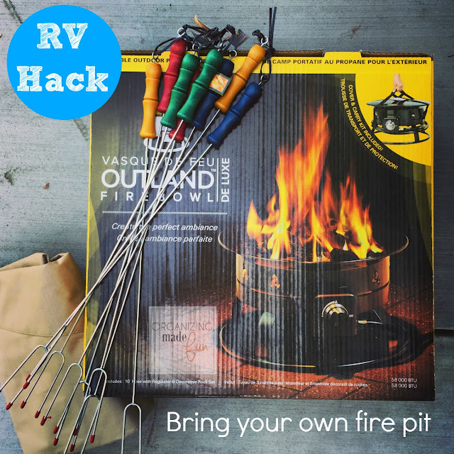 RV Hack -if your campground doesn't allow wood fires, bring your own ::OrganizingMadeFun.com