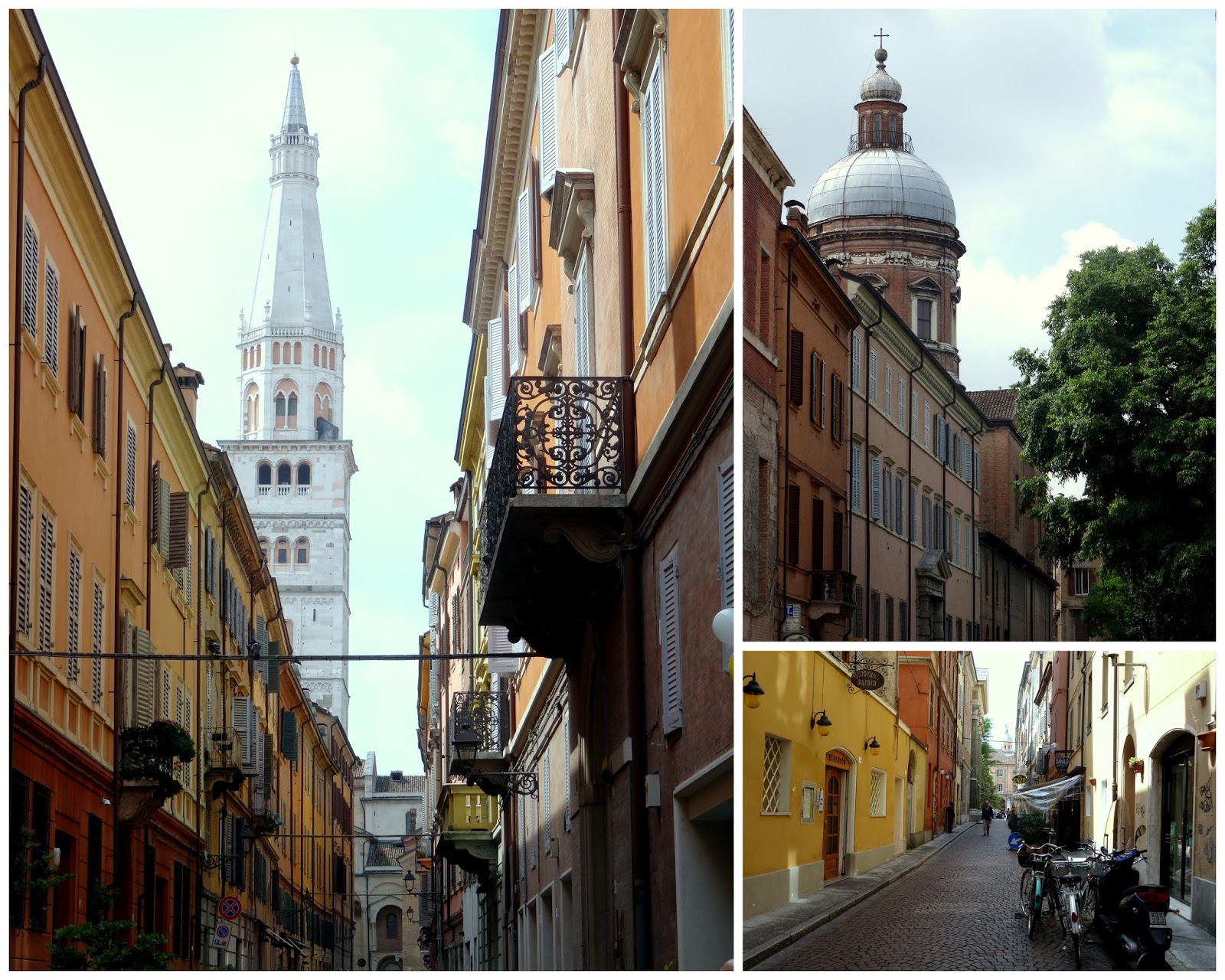 Modena, Italy Via del Taglio Shopping Street and Travel Souvenirs