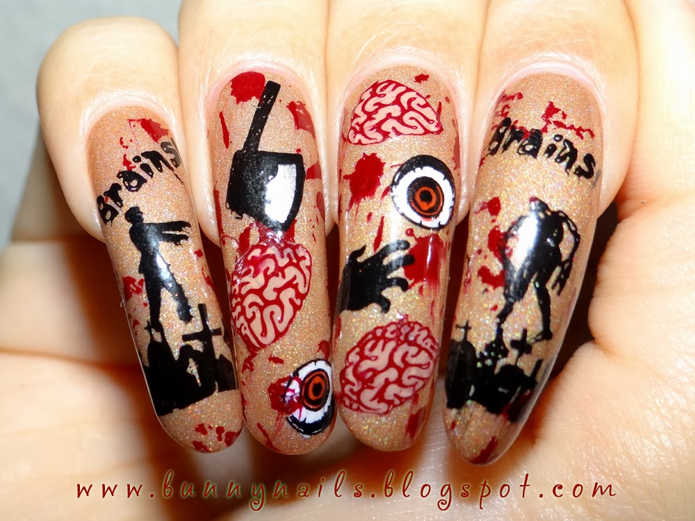 Bunny Nails Halloween Nail Art Zombie Mayhem