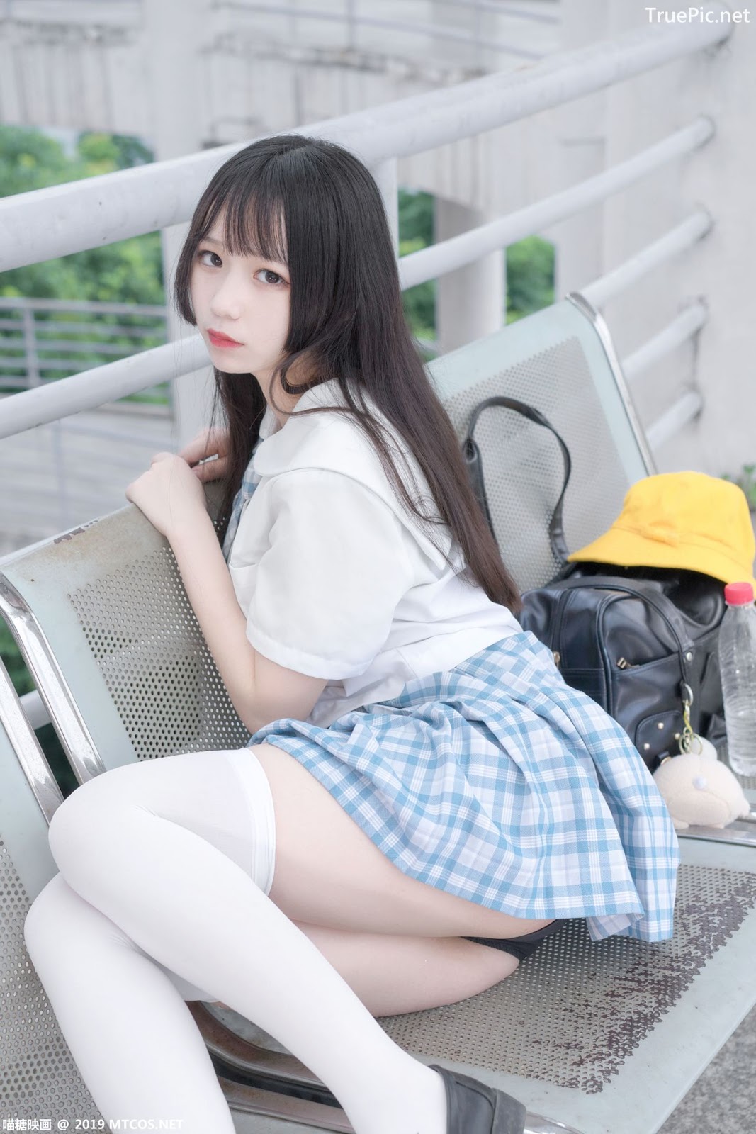 Image [MTCos] 喵糖映画 Vol.015 – Chinese Cute Model - White Shirt and Plaid Skirt - TruePic.net- Picture-29