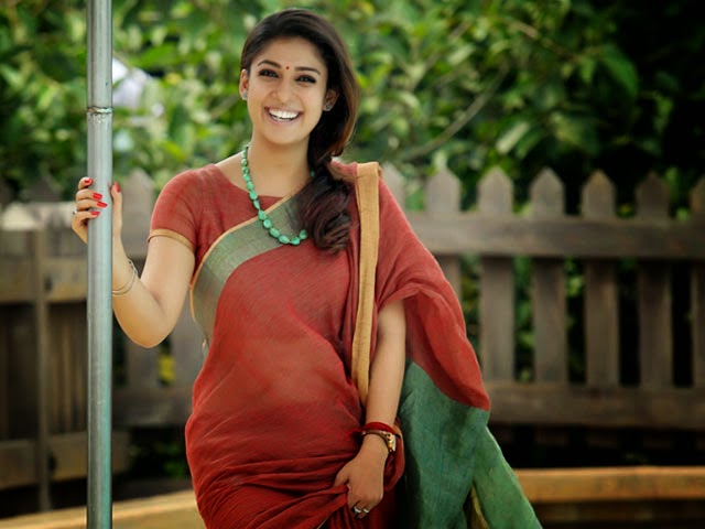 Nayantara Hot and Sexy Navel Show in Transparent Saree HD Wallpaper