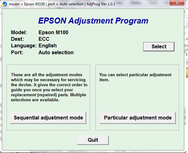 Epson M100 Printer Resetter