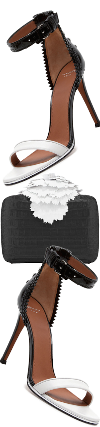Givenchy Brogue-Back Bicolor Ankle-Wrap Sandal black/white