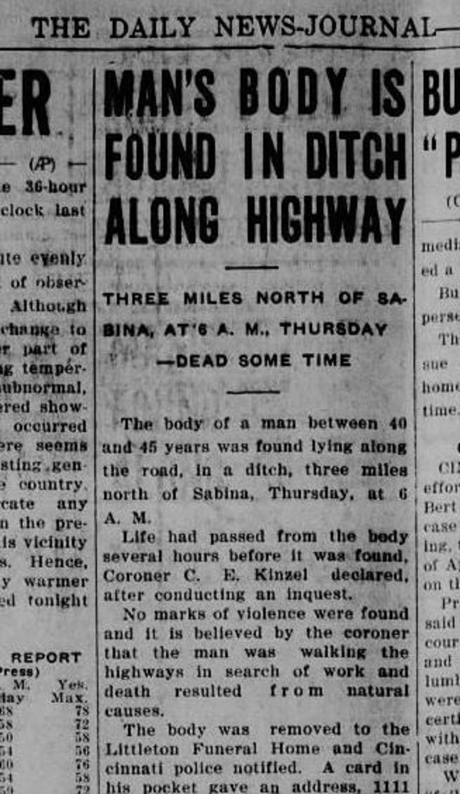 Eugene the Mummy, Sabina, Ohio