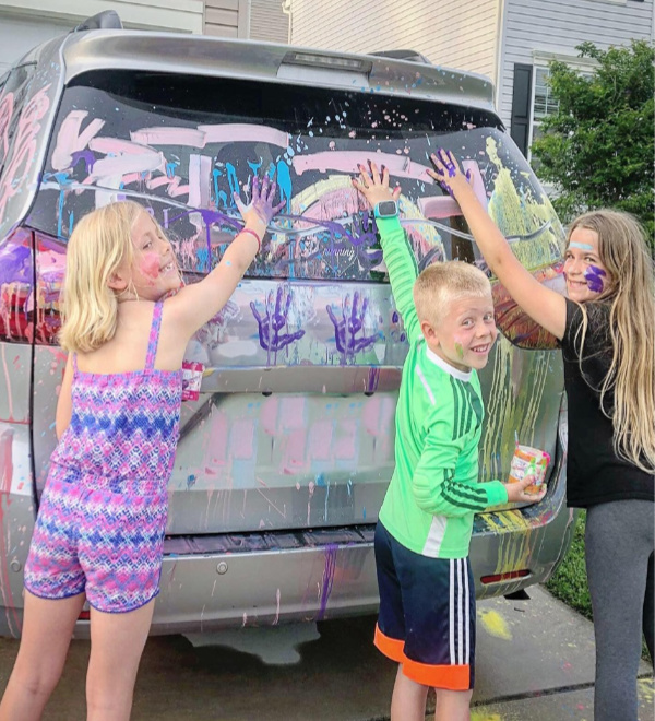 Have bored kids? Let them paint and wash the car! My kids loved turning our car into a canvas! #growingajeweledrose #paintingideas #paintthecar #carpaintingforkids #sidewalkchalkideas #sidewalkchalkpaint #summeractivitiesforkids #bigart #sidewalkchalk #summerbucketlist #artactivitiesforkids Have bored kids? Let them paint and wash the car! My kids loved turning our car into a canvas! #growingajeweledrose #paintingideas #paintthecar #carpaintingforkids #sidewalkchalkideas #sidewalkchalkpaint #summeractivitiesforkids #bigart #sidewalkchalk #summerbucketlist #artactivitiesforkids