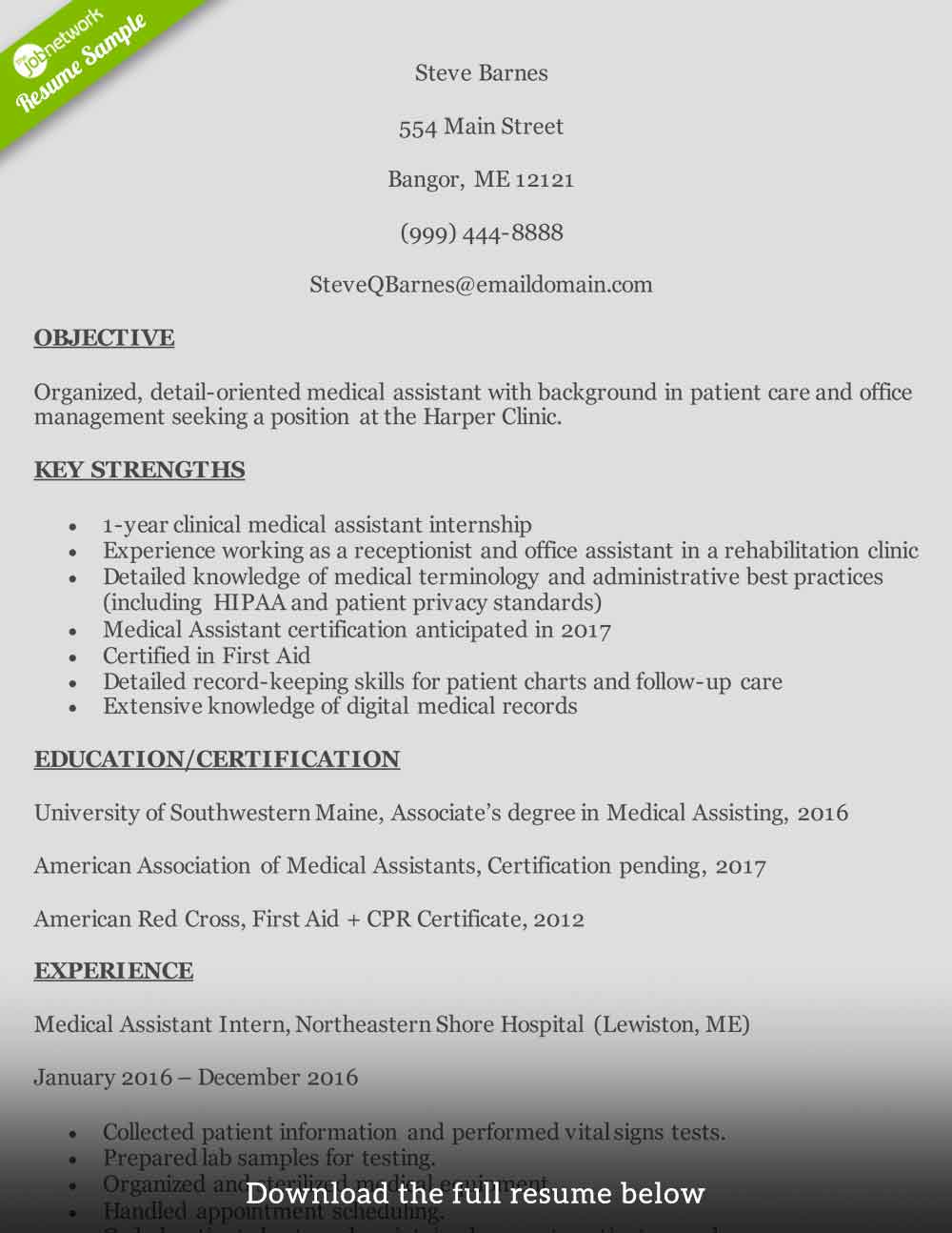 Sample Entry Level Healthcare Resume - How To Write A Medical Assistant Resume With Examples 