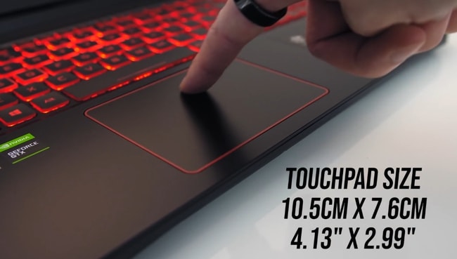 Smooth, responsive, and accurate precision plastic touchpad. It clicks down anywhere and 4.13 x 2.99 inches large.