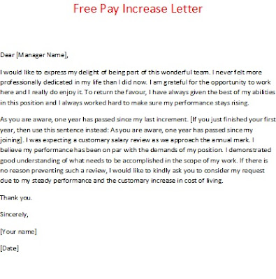 free pay increase letter, free pay increase template, pay increase letter