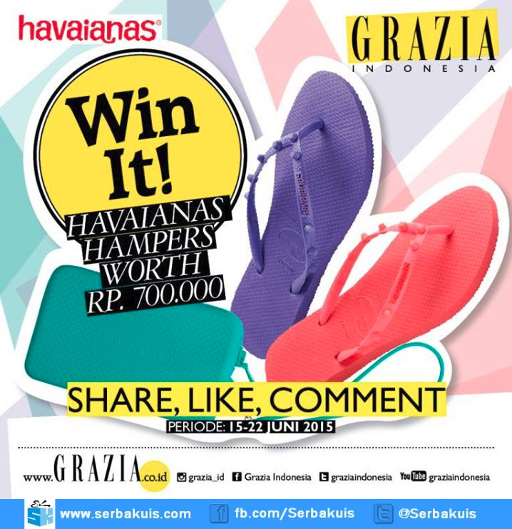 Kuis Share, Like & Comment Grazia Hadiah Paket Havaianas