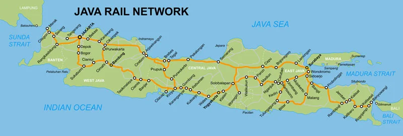 Peta Rute Kereta Api di Jawa Timur