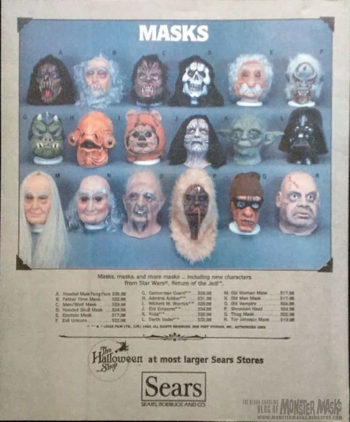 1983 Sears Halloween Shop Catalog (Masks of the) Blood Curdling Blog