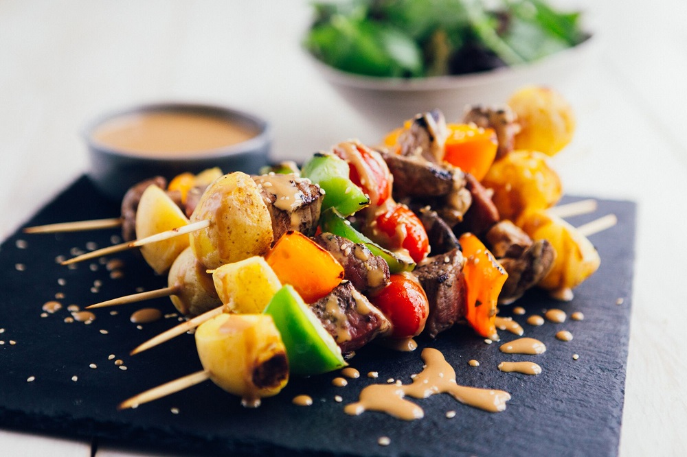 Tasty Grilled Cornish New Potato And Steak Skewers