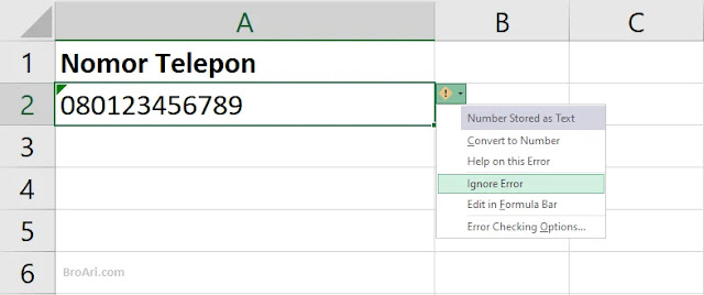 Cara Menambahkan Angka 0 di Depan Pada Excel