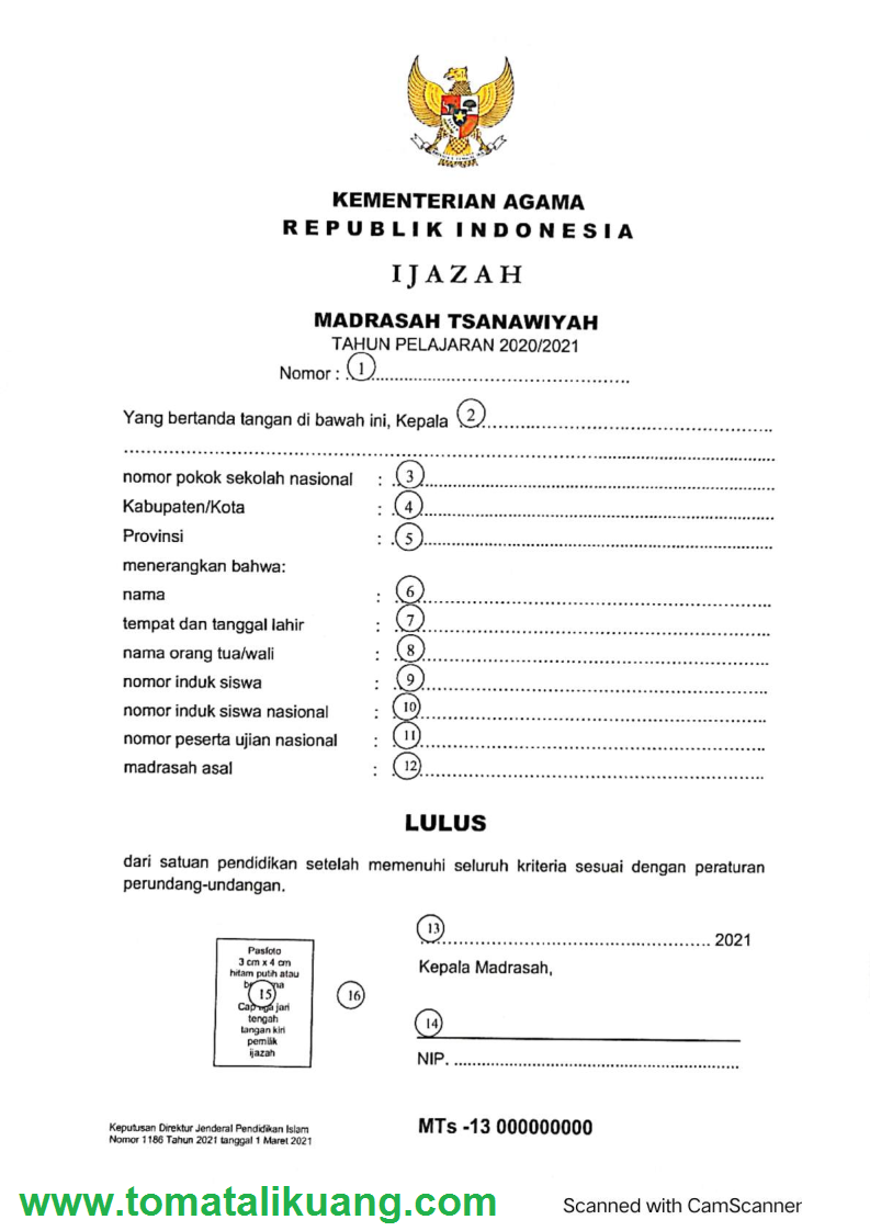 Download Juknis Penulisan Blangko Ijazah Madrasah Tahun