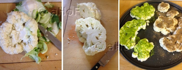 cauliflower, cutting, trimming, steak, side dish