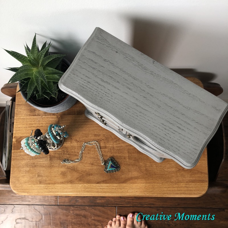 Grey & Faux Mercury Glass Jewelry Box