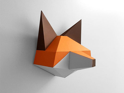 Low Poly Fox Head Paper Model Paperized Crafts