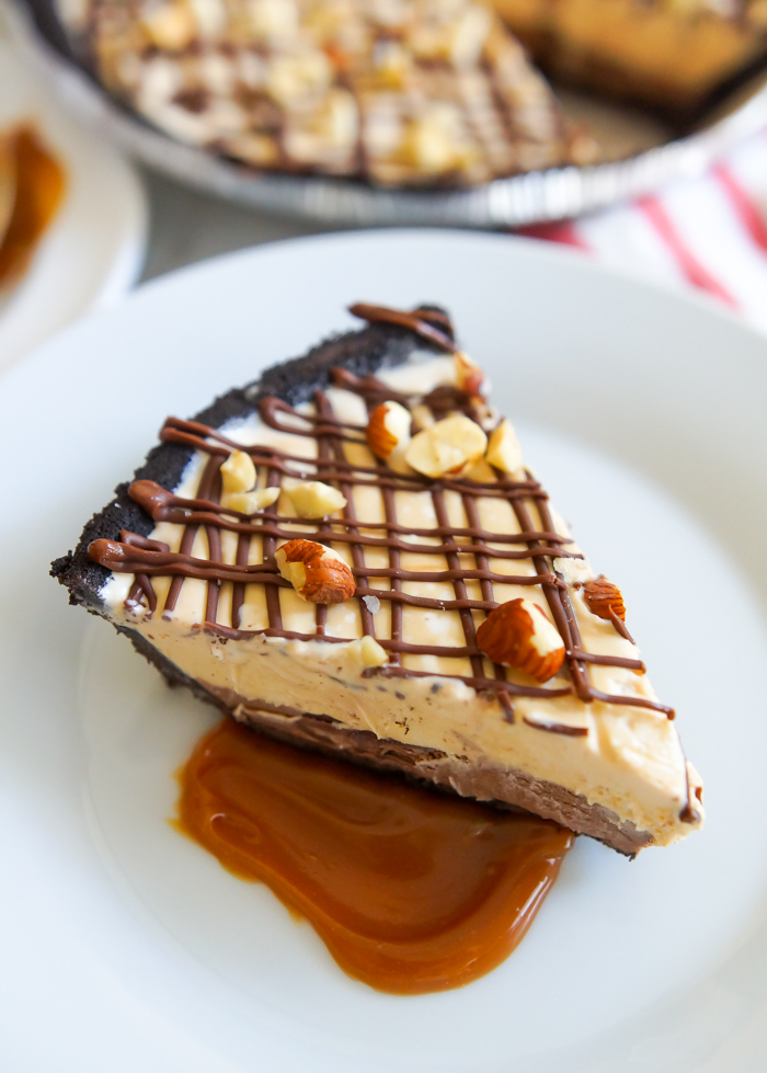 Chocolate Hazelnut Caramel Ice Cream Pie Bake at 350°