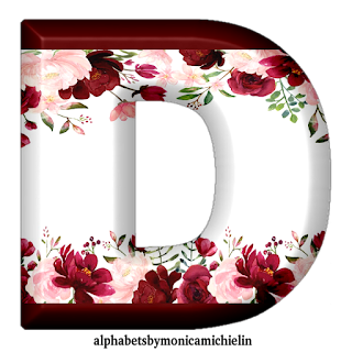 M. Michielin Alphabets: WINE FLORAL SPRING ALPHABET AND ICONS PNG