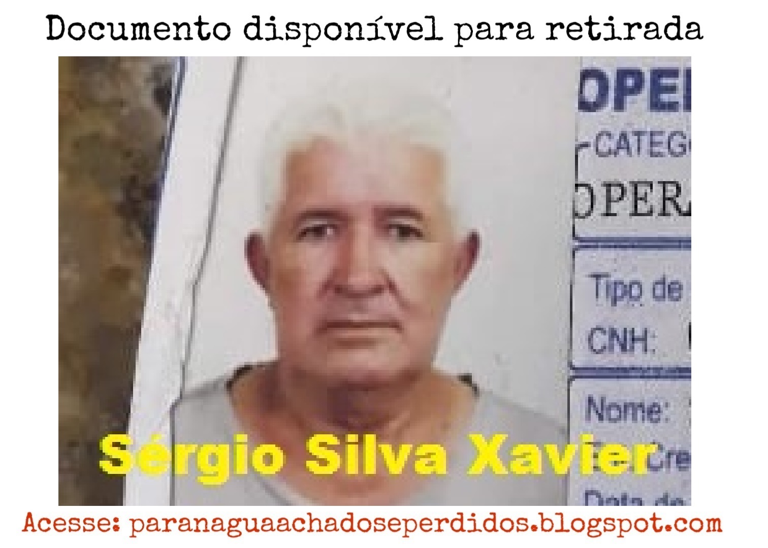 Sérgio Silva Xavier: documentos encontrados