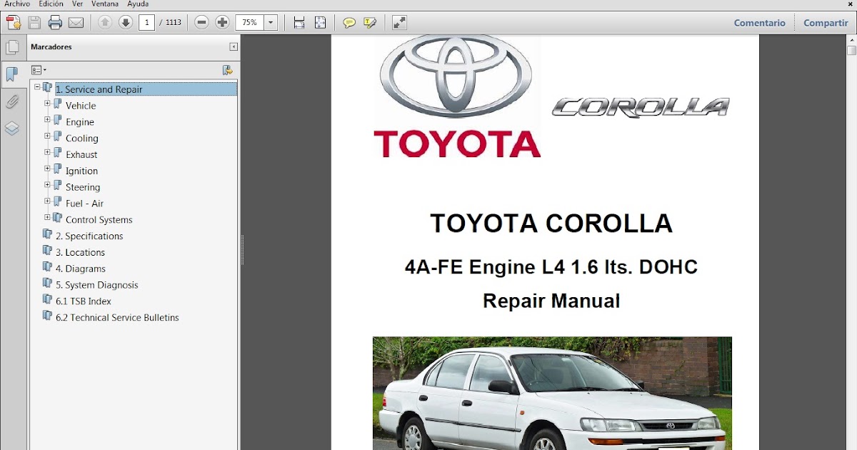 Manuales de Taller de TOYOTA TOYOTA COROLLA motor 4AFE gasolina L4 1.