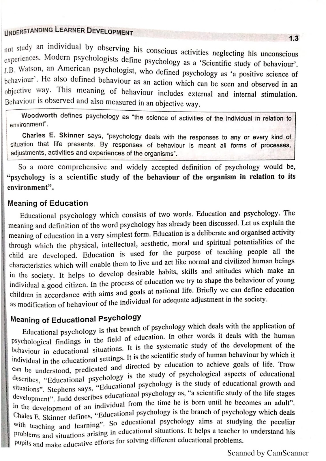 short note on education psychology