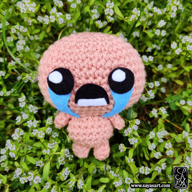 Peluche amigurumi - Isaac - The Binding of Isaac - Saya's Art Jeu vidéo crochet mignon kawaii cadeau geek video game cute gift