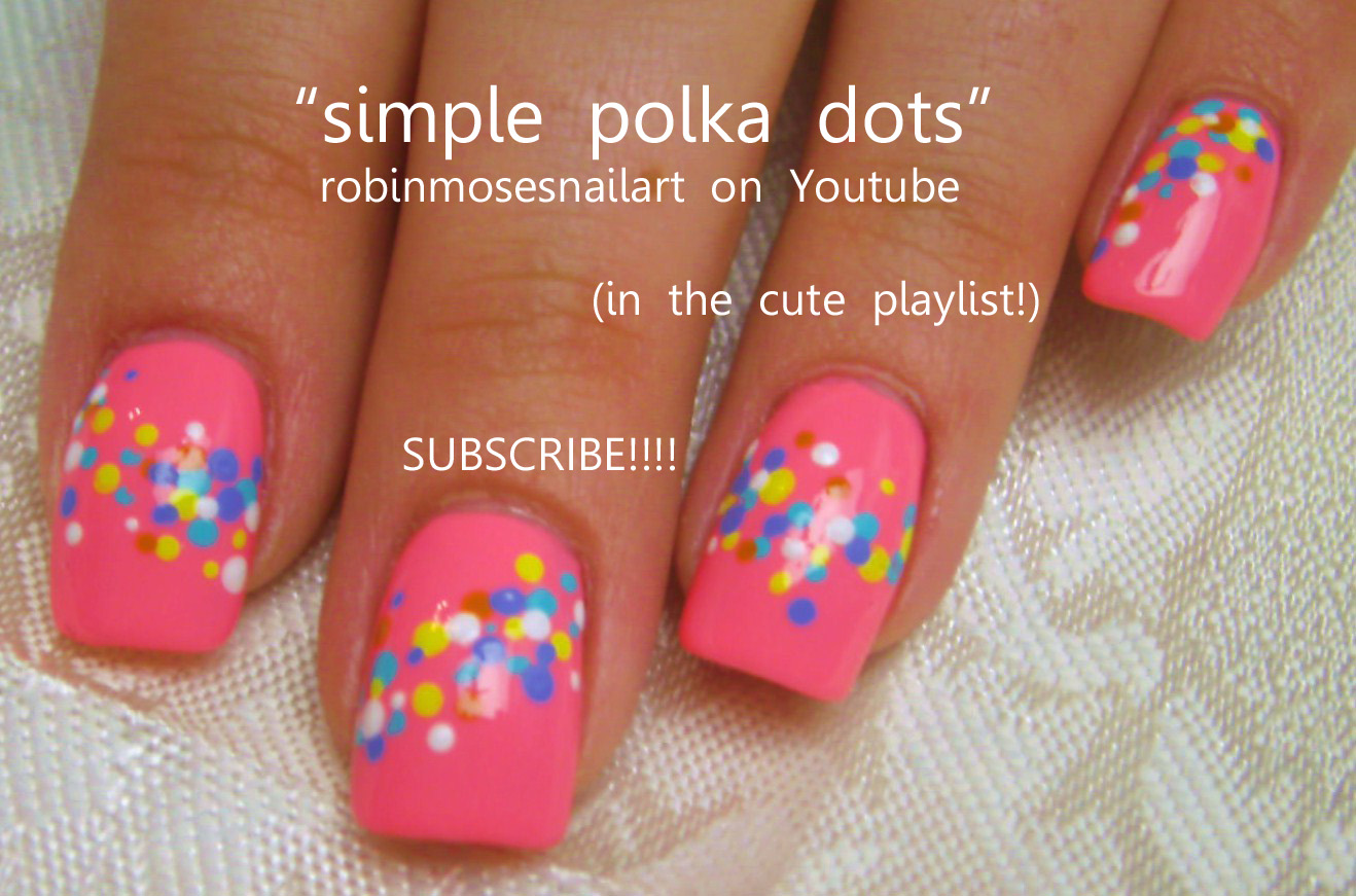 6. Black and Pink Polka Dot Nails - wide 6
