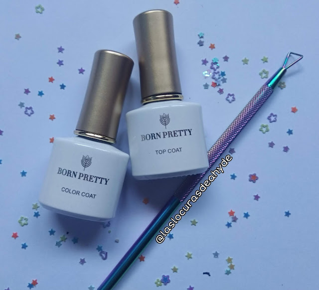 top coat, esmalte gel y raspador de Bornpretty