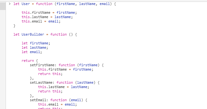 JavaScript Builder Pattern Example
