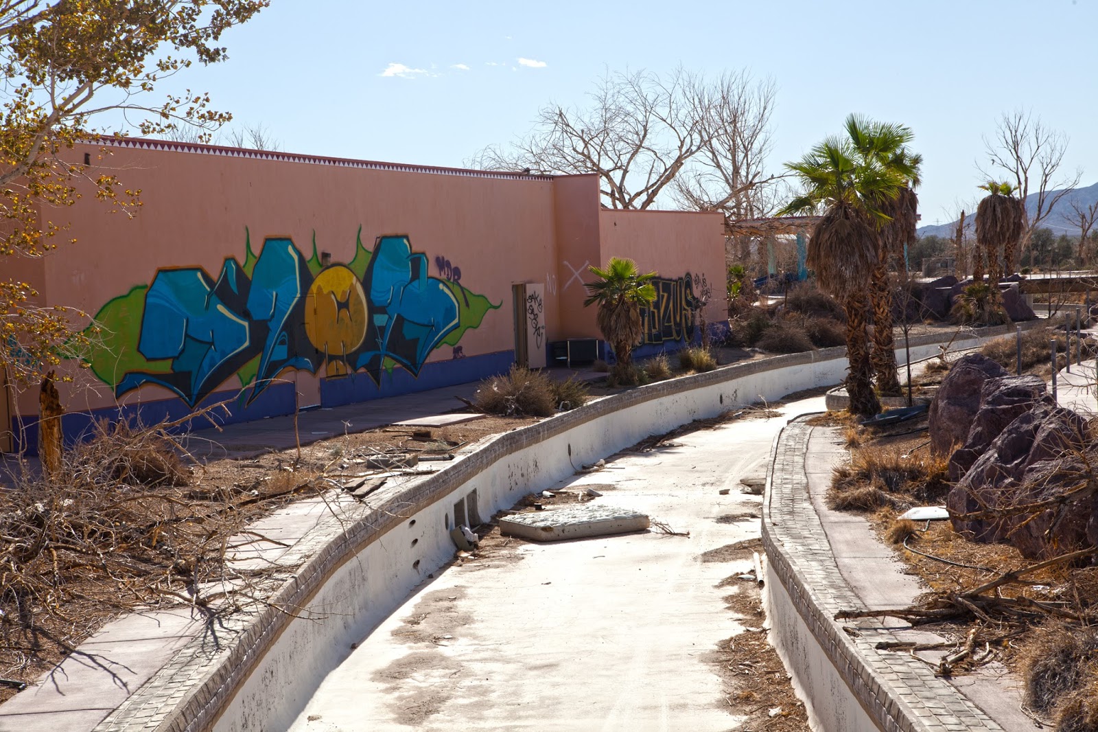 Destinations Lake Dolores Abandoned Water Park in a Mojave