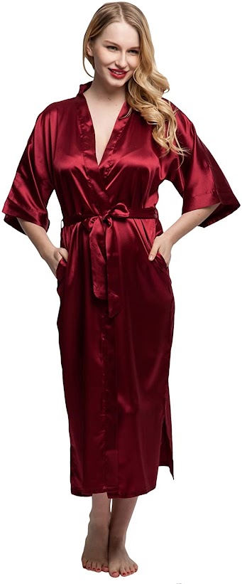 Beautiful Women's Red Satin Robes