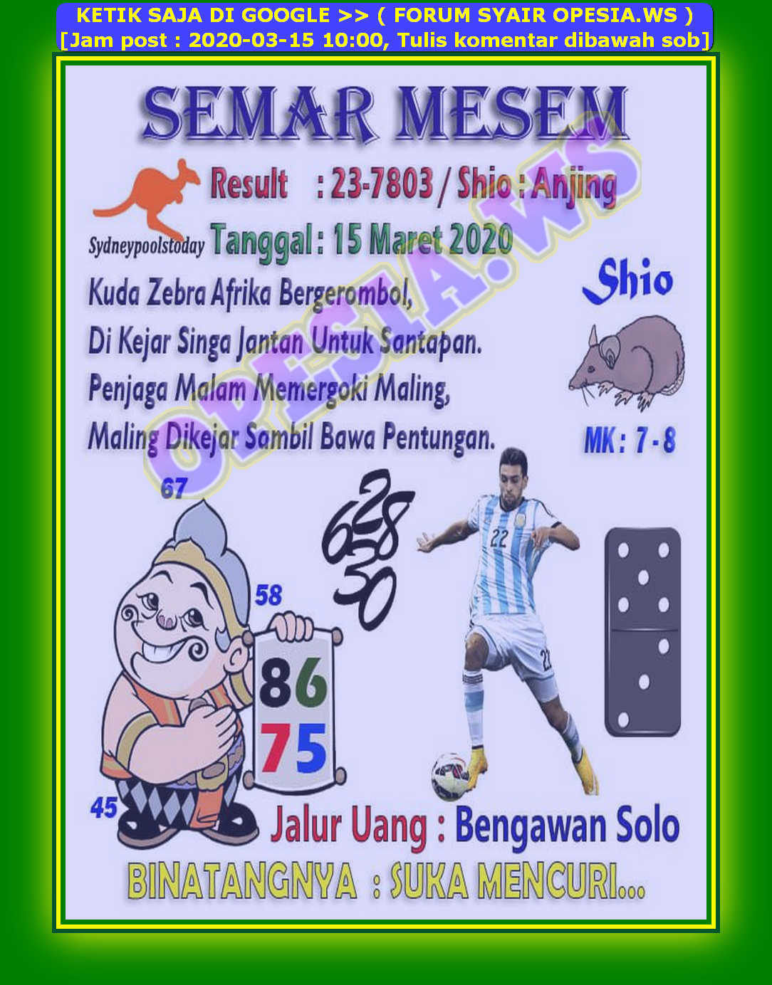 ♓ Syair dari opesia ws hk 15 maret 2021